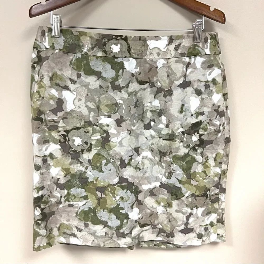 Banana Republic neutral watercolor print skirt Sz 12P